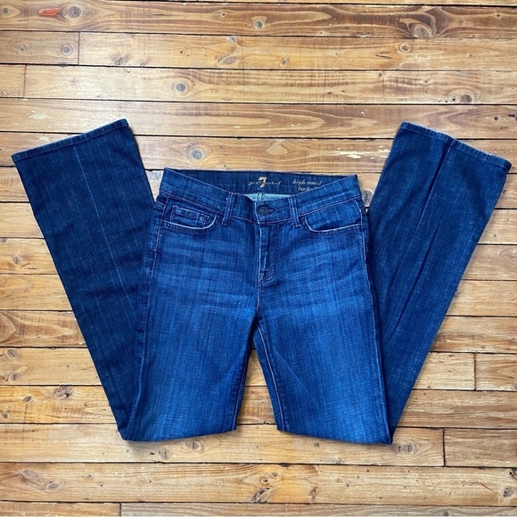 7 for all Mankind high waist bootcut jeans boot cut dark blue stretch denim 26 - Picture 2 of 12
